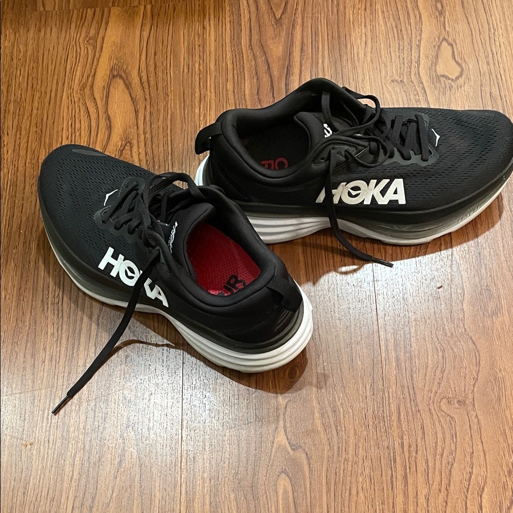 Hoka Women's Black and White Athletic Shoes size 9.5B